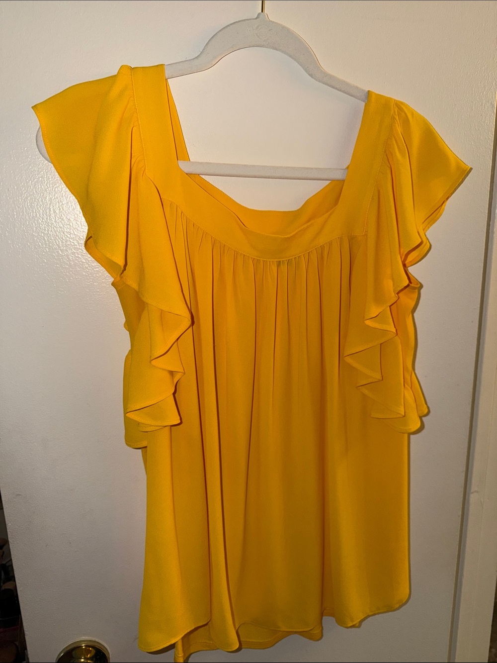 Ann Taylor Yellow Ruffle Sleeve Blouse